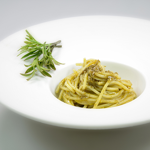 Spaghetti al pesto di paccassassi